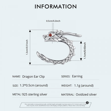 Cercel argint clip cu Dragon [10]