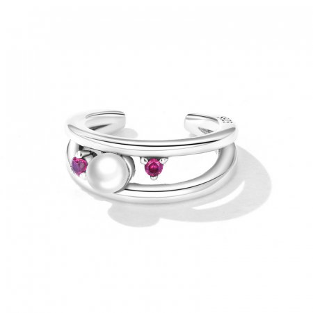 Cercel argint ear cuff pisicuta cu perla si zirconii, peste ureche [1]