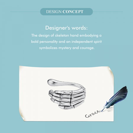 Cercel argint mana schelet [10]