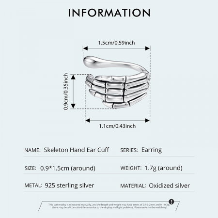 Cercel argint mana schelet [8]