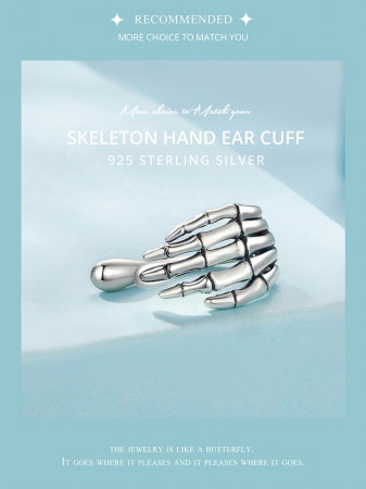 Cercel argint mana schelet [12]