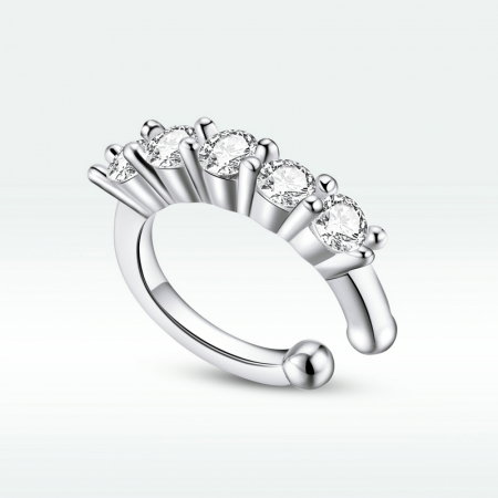 Cercel argint ear cuff rotund, pe ureche [6]