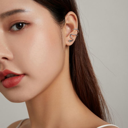 Cercel argint ear cuff sarpe, pe ureche [3]