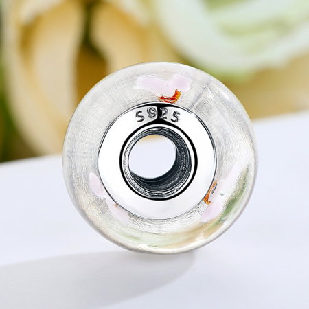 Charm argint 925 alb cu floricele roz - Be Nature PST0074 [3]