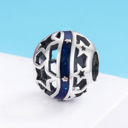 Charm argint 925 albastru cu stelute argintii - Be Nature PST0125 [2]