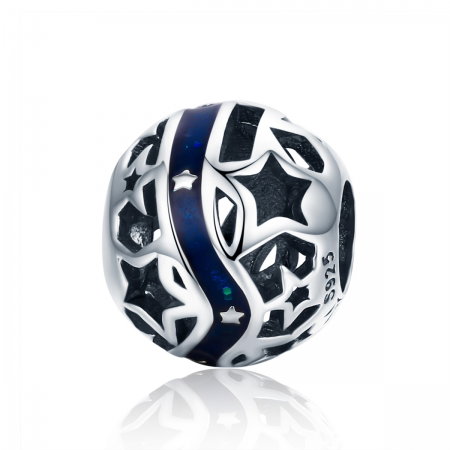 Charm argint 925 albastru cu stelute argintii - Be Nature PST0125 [0]