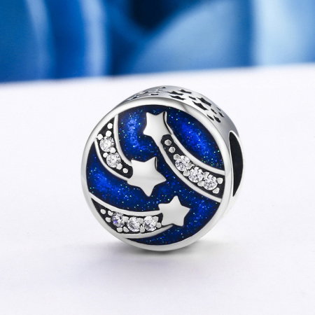 Charm argint 925 albastru cu stelute argintii si zirconii albe - Be Nature PST0089 [3]