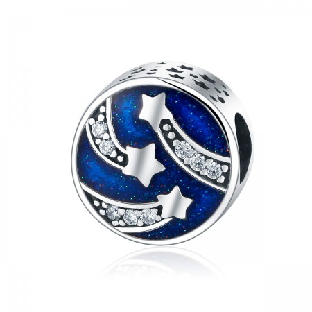 Charm argint 925 albastru cu stelute argintii si zirconii albe - Be Nature PST0089 [0]