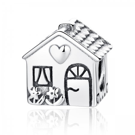 Charm argint 925 casuta cu floricele si inimioare PST0040 [0]