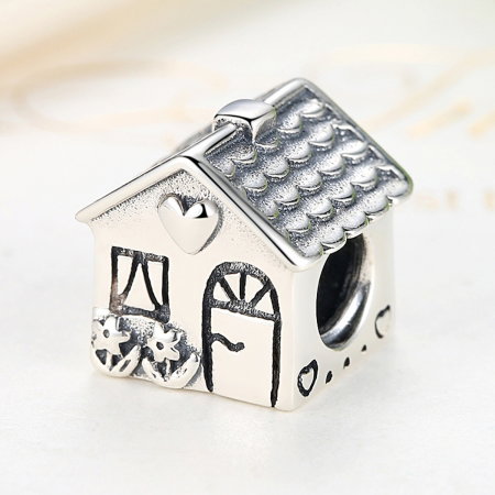 Charm argint 925 casuta cu floricele si inimioare PST0040 [1]