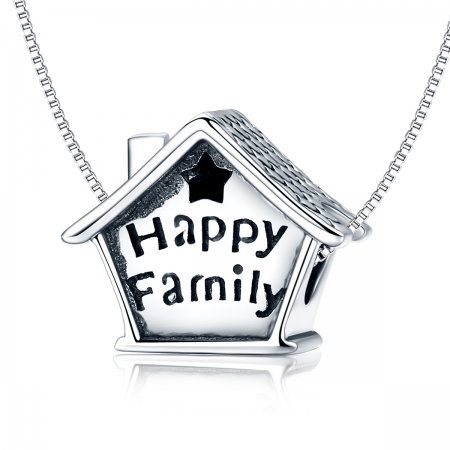 Charm argint 925 casutaHappy Family cu steluta decupata PST0132 [5]