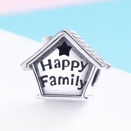 Charm argint 925 casutaHappy Family cu steluta decupata PST0132 [1]