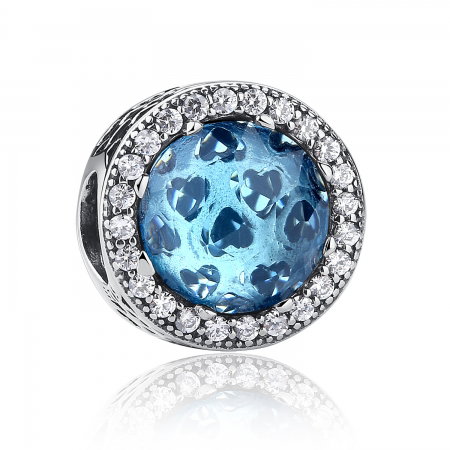 Charm argint 925 cristal bleu cu inimioare si zirconii albe - Be in Love PST0033 [0]