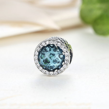 Charm argint 925 cristal bleu cu inimioare si zirconii albe - Be in Love PST0033 [3]