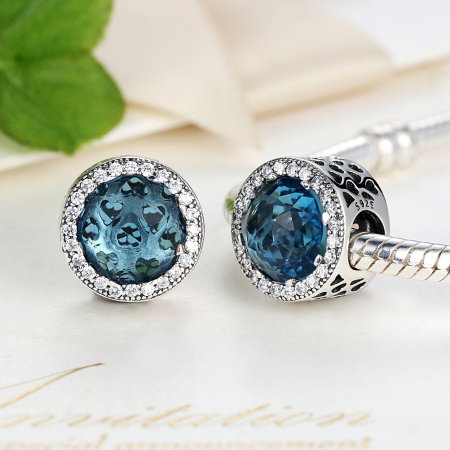 Charm argint 925 cristal bleu cu inimioare si zirconii albe - Be in Love PST0033 [4]