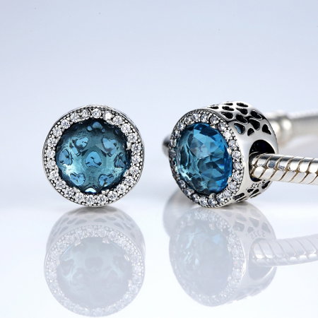 Charm argint 925 cristal bleu cu inimioare si zirconii albe - Be in Love PST0033 [1]