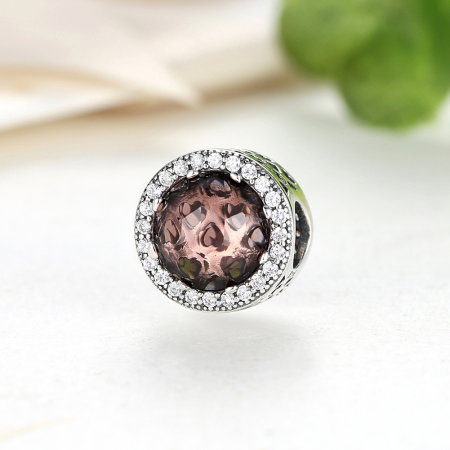 Charm argint 925 cristal maro cu inimioare si zirconii albe - Be in Love PST0025 [4]