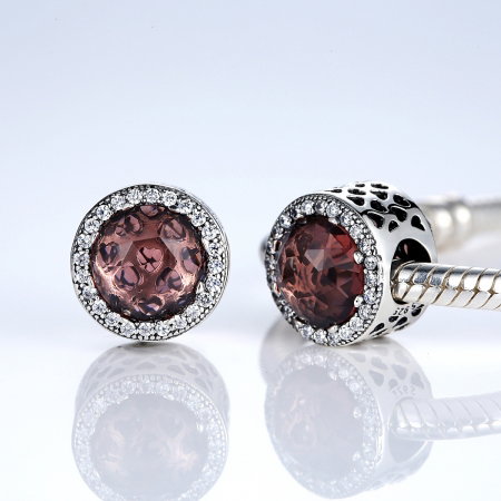 Charm argint 925 cristal maro cu inimioare si zirconii albe - Be in Love PST0025 [1]