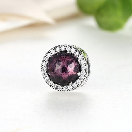 Charm argint 925 cristal mov cu inimioare si zirconii albe - Be in Love PST0024 [4]
