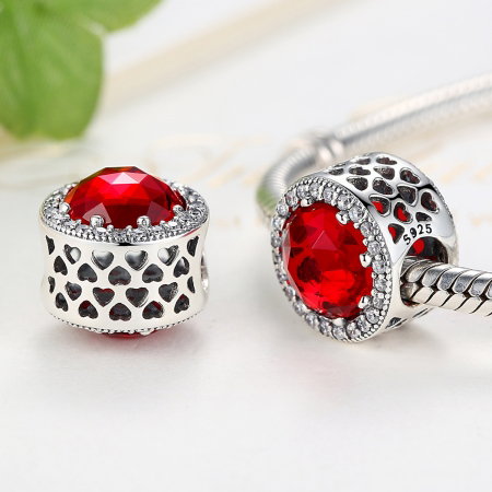 Charm argint 925 cristal rosu cu zirconii albe - Be Elegant PST0039 [1]