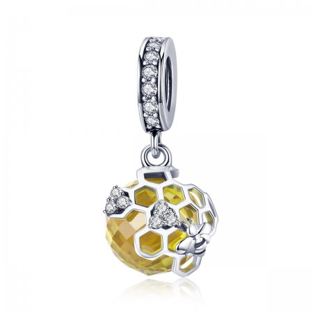 Charm argint 925 cu albinuta, fagure si zirconii - Be Nature PST0148