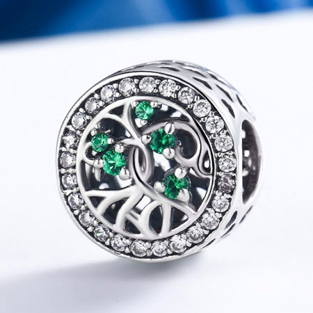 Charm argint 925 cu copacul vietii si zirconii albe si verzi - Be Nature  PST0083 [3]