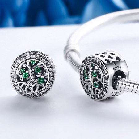 Charm argint 925 cu copacul vietii si zirconii albe si verzi - Be Nature  PST0083 [1]
