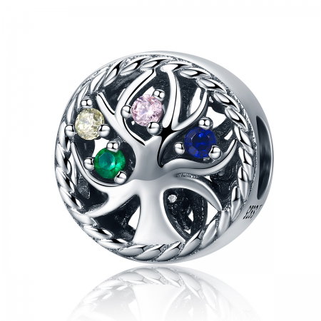 Charm argint 925 cu copacul vietii si zirconii multicolore - Be Nature  PST0086 [0]