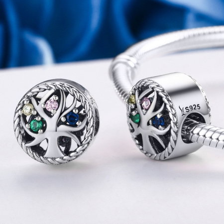 Charm argint 925 cu copacul vietii si zirconii multicolore - Be Nature  PST0086 [1]