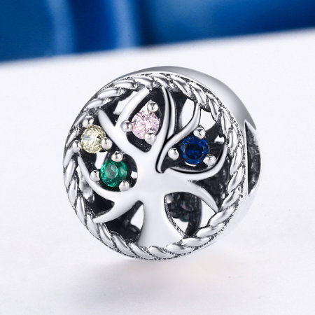 Charm argint 925 cu copacul vietii si zirconii multicolore - Be Nature  PST0086 [3]