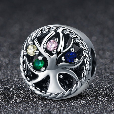 Charm argint 925 cu copacul vietii si zirconii multicolore - Be Nature  PST0086 [2]