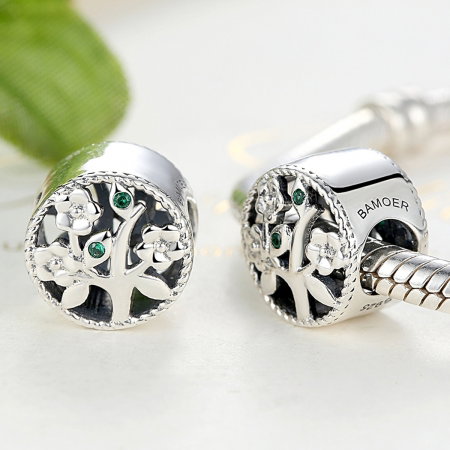 Charm argint 925 cu copacul vietii si zirconii verzi - Be Nature  PST0059 [2]