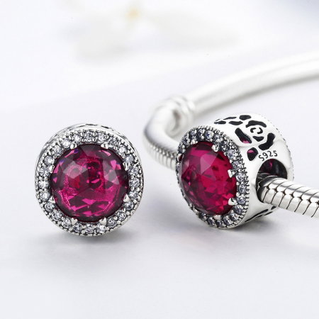 Charm argint 925 cu cristal rubin si zirconii albe - Be Elegant PST0078 [2]