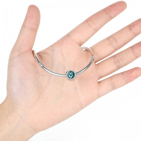 Charm argint 925 cu cristal turcoaz cu inimioare si zirconii albe - Be in Love PST0053 [4]
