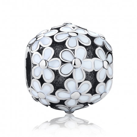 Charm argint 925 cu floricele albe - Be Nature PST0031 [0]