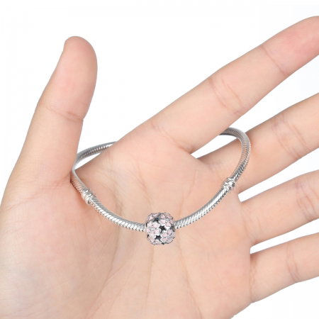 Charm argint 925 cu floricele roz si zirconii albe - Be Nature PST0023 [2]