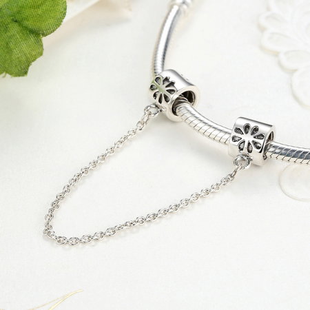 Charm argint 925 cu floricele si lantisor pentru Siguranta - Be Elegant PST0032 [2]