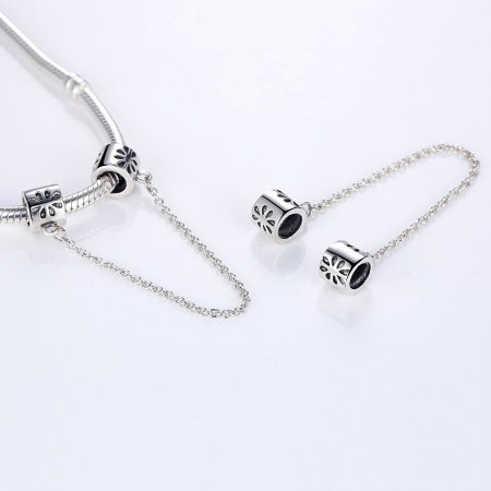 Charm argint 925 cu floricele si lantisor pentru Siguranta - Be Elegant PST0032 [1]