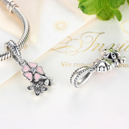 Charm argint 925 cu floricele si zirconii albe - Be Nature PST0035 [4]