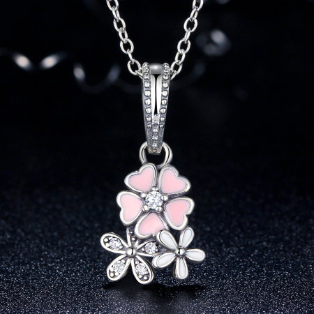 Charm argint 925 cu floricele si zirconii albe - Be Nature PST0035 [1]