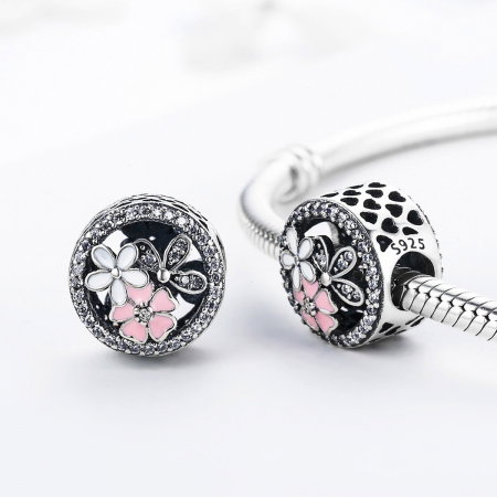 Charm argint 925 cu floricele si zirconii albe - Be Nature PST0080 [2]