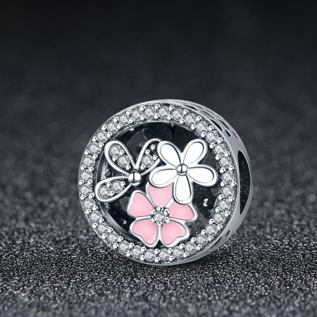 Charm argint 925 cu floricele si zirconii albe - Be Nature PST0080 [1]