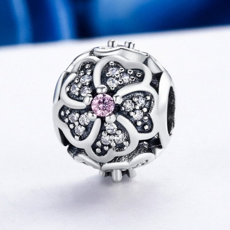 Charm argint 925 cu floricele si zirconii albe - Be Nature PST0088 [3]