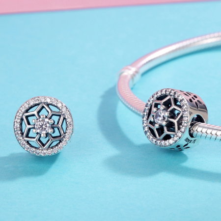 Charm argint 925 cu floricele si zirconii albe - Be Nature PST0103 [4]