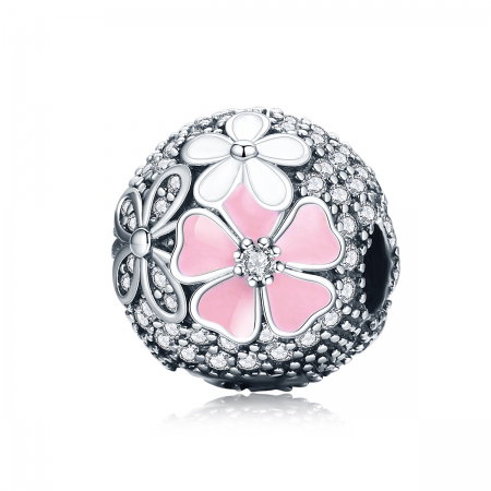 Charm argint 925 cu floricele si zirconii albe (se deschide) - Be Nature PST0079 [0]