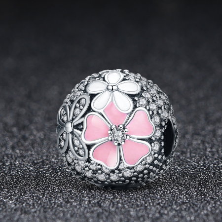 Charm argint 925 cu floricele si zirconii albe (se deschide) - Be Nature PST0079 [1]