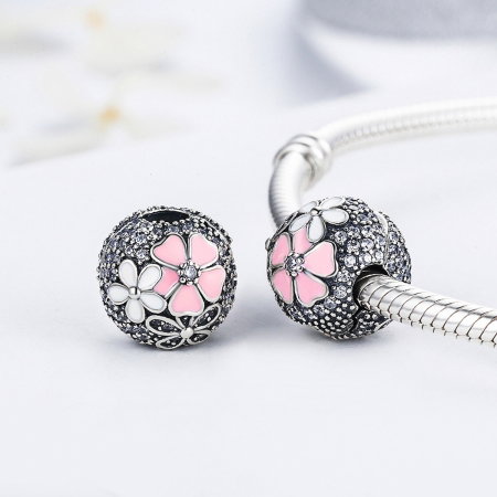 Charm argint 925 cu floricele si zirconii albe (se deschide) - Be Nature PST0079 [2]