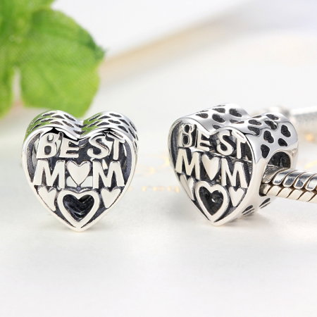 Charm argint 925 cu inimioara Best Mom - Be in Love PST0034 [1]
