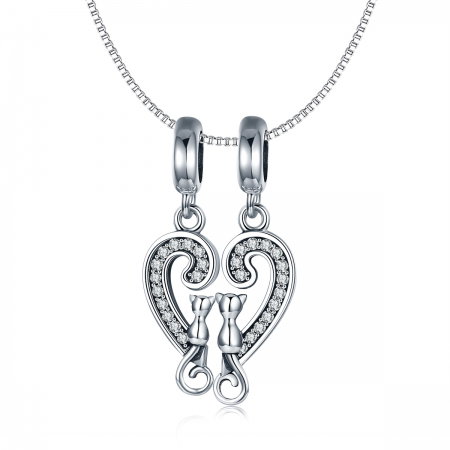 Charm  argint 925 cu inimioara si pisicute - Be Nature PST0126 [1]
