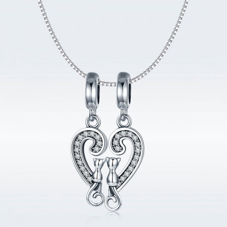 Charm  argint 925 cu inimioara si pisicute - Be Nature PST0126 [8]